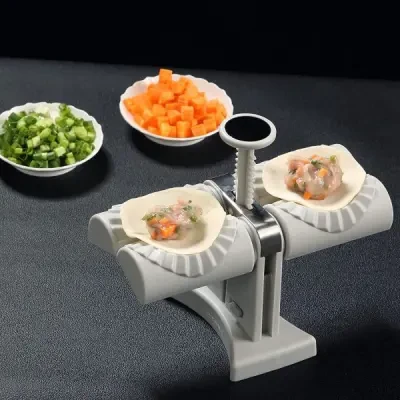 Double Head Automatic Dumpling Maker  Food-Grade ABS Dumpling Press for Dumplings, Momos & Ravioli (Wrap Two at a Time)