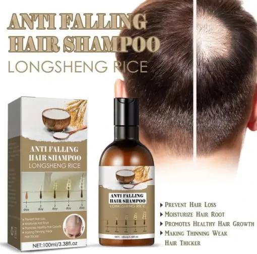 Rice Water Hair Care Shampoo  Hair Fall Control, Dandruff Removal, Volume Boost, Regrowth & Thickening Formula