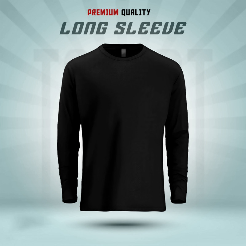 Men's Full Sleeve Solid T-Shirt- Black