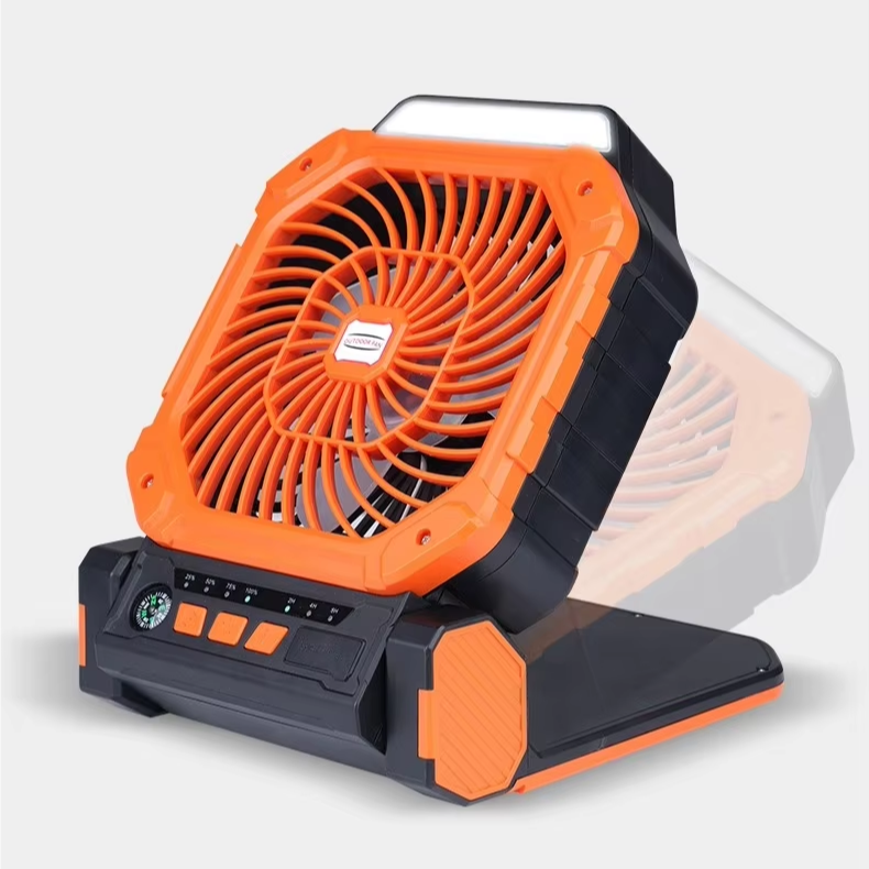 X16 3-in-1 Solar Outdoor Fan – Rechargeable Camping Fan with LED Light, Power Bank, Solar Charging, LED Battery Indicator & Timer Settings