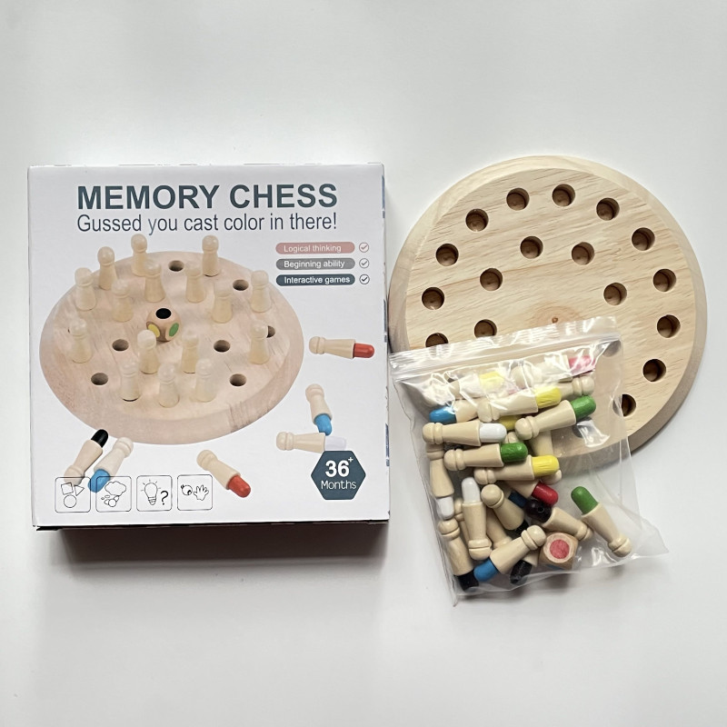 Wooden Tabletop Color Memory Chess Game || CHILDREN'S Early Educational Toys