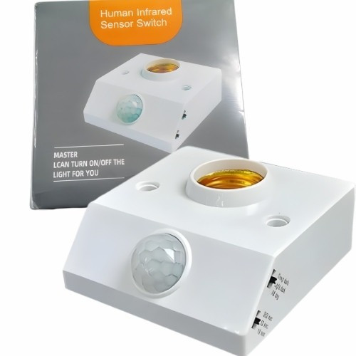 Human Infrared PIR Motion Sensor Bulb Holder – Automatic Smart Light Switch with Adjustable Time-Delay & Lux Control for Energy Saving