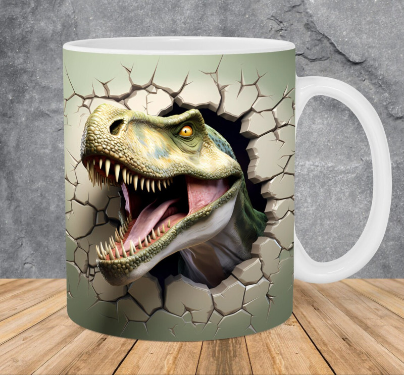 Dinosaur Mug – Premium Ceramic Coffee Mug with 3D Jurassic T-Rex Wraparound Design, Microwave & Dishwasher Safe