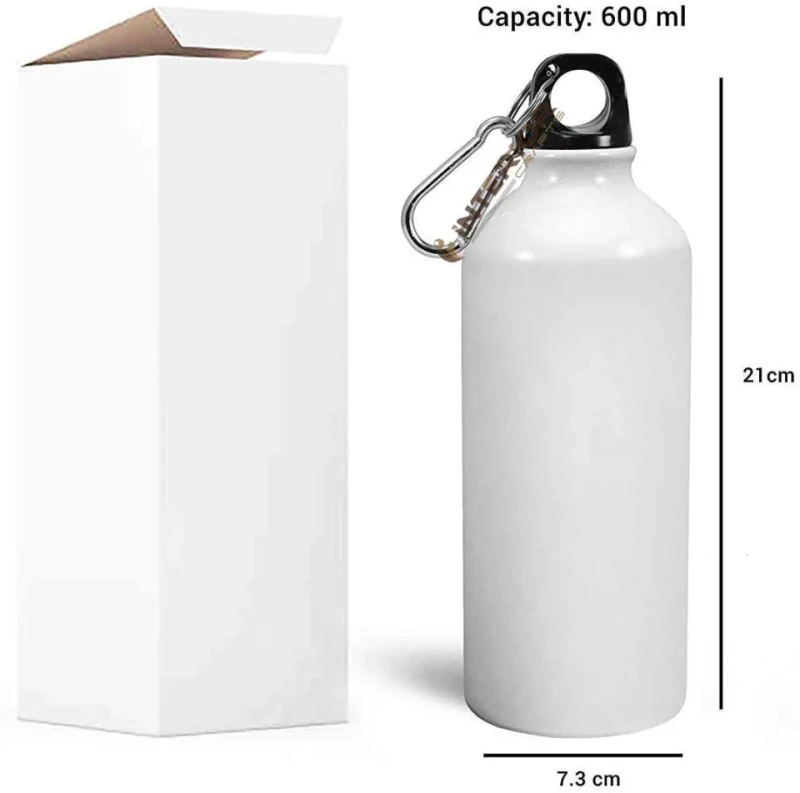 Water Bottle White 500ml – Lightweight Aircraft-Grade Aluminum Portable Sports & Travel Bottle with Glossy Finish & Carton Box (Model: INTE-7801)