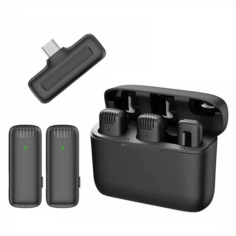 J13 Wireless Lavalier Microphone with Charging Case (Type-C) – Plug & Play, 3-Step Noise Cancellation, 20M Range, Clear Timbre Audio for Vlogging, Podcasting & Interviews