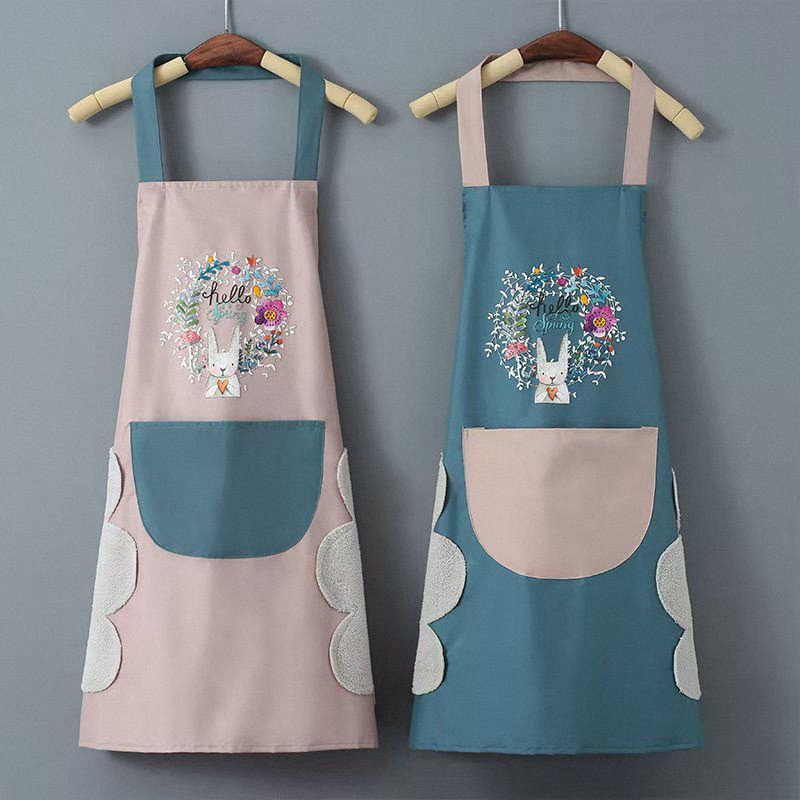 Waterproof & Oil-Resistant Kitchen Apron – Cooking Apron with Absorbent Hand Towels & Large Pocket for Cooking, Baking & Cleaning