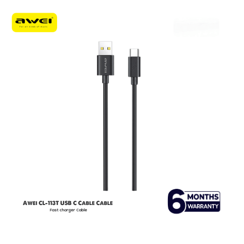 Awei CL-113T USB-A to Type-C 5A Fast Charging Cable – 30CM Short Portable Data & Power Cable with Huawei SuperCharge Support for Android Devices
