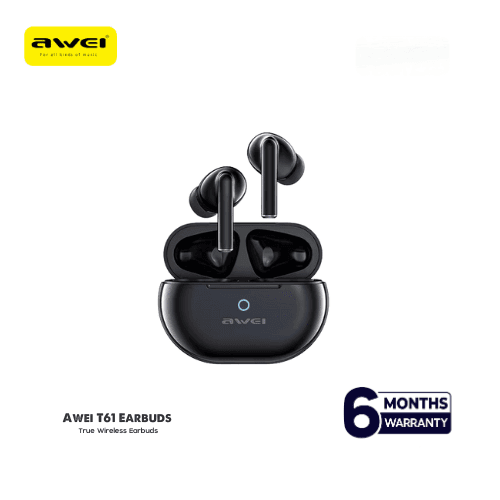 Awei T61 True Wireless Bluetooth 5.3 Earbuds – Dual ENC Mic Noise Cancellation (>35dB), 13mm Drivers, 6H Playtime, Touch Control & Low Latency Stereo Sound