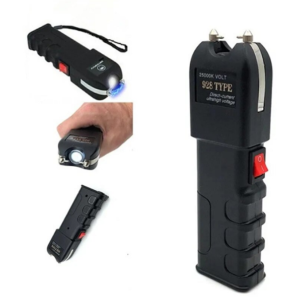 Self Defence Stun Gun 928 with Flashlight – 2500kV High Voltage Rechargeable Tactical Stun Torch with Safety Switch & Compact Portable Design