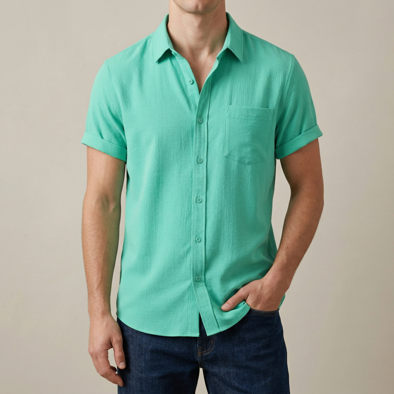 Men's Stylish Half Sleev Casual Solid Shirt ( Paste)