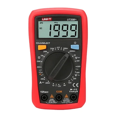 UNI-T UT33B+ Palm-Size Digital Multimeter – Entry-Level AC/DC Voltage, Resistance, Diode & Battery Tester with Clear LCD & CAT II 600V Safety