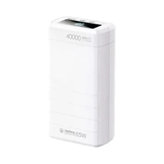 Remax RPP-310 Dinba Series 40000mAh 65W Fast Charging Power Bank (White) – PD & QC Support, Li-Polymer Battery, Type-C Two-Way Fast Charge & Digital Display