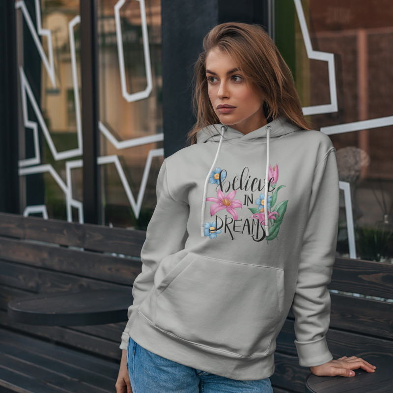 Premium Comfortable Printed Ladies Winter Hoodie ( Ash )