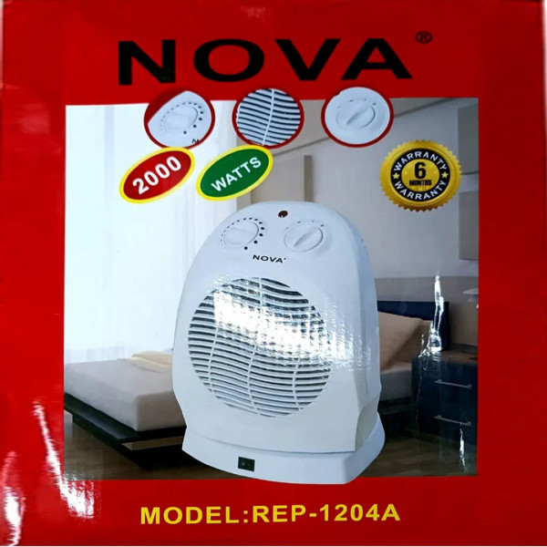 Nova REP-1204A Electric Room Heater & Fan – 1000W/2000W 2-in-1 Portable Hot, Warm & Cool Wind Blower with Adjustable Thermostat & Overheat Protection