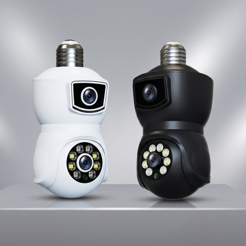 V380 E9 Dual Lens Bulb PTZ IP Camera – 1080P Full HD Wireless WiFi CCTV with E27 Lamp Base, AI Human Detection, Color Night Vision & Two-Way Audio