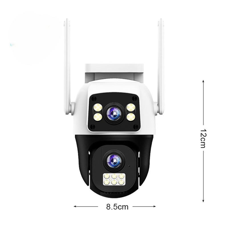 V380 Dual Lens 8MP Outdoor WiFi Security Camera – Bullet & PTZ Gun-Ball Linkage Camera with Human Motion Tracking, Night Vision, Two-Way Audio & IP66 Waterproof