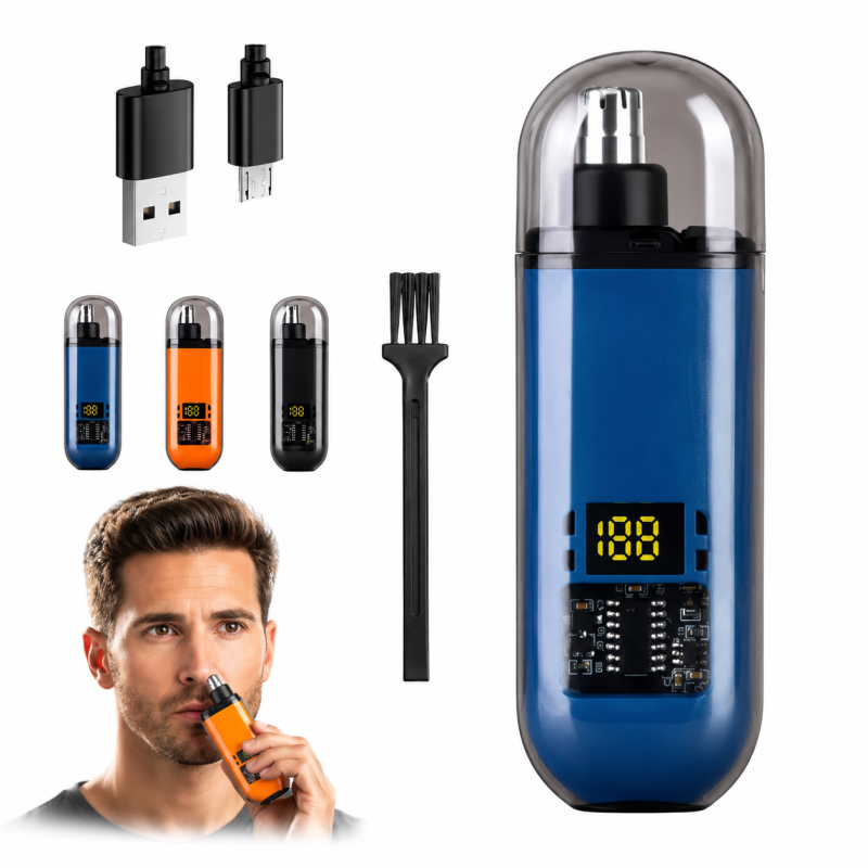 Rechargeable Electric Nose Hair Trimmer for Men & Women – Painless Stainless Steel Washable Grooming Kit with USB Fast Charging & Compact Travel Design