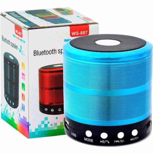 WS-887 Portable Wireless Mini Bluetooth Speaker – 5W Sound with Built-In Mic, FM Radio, TF Card, USB & 1200mAh Battery