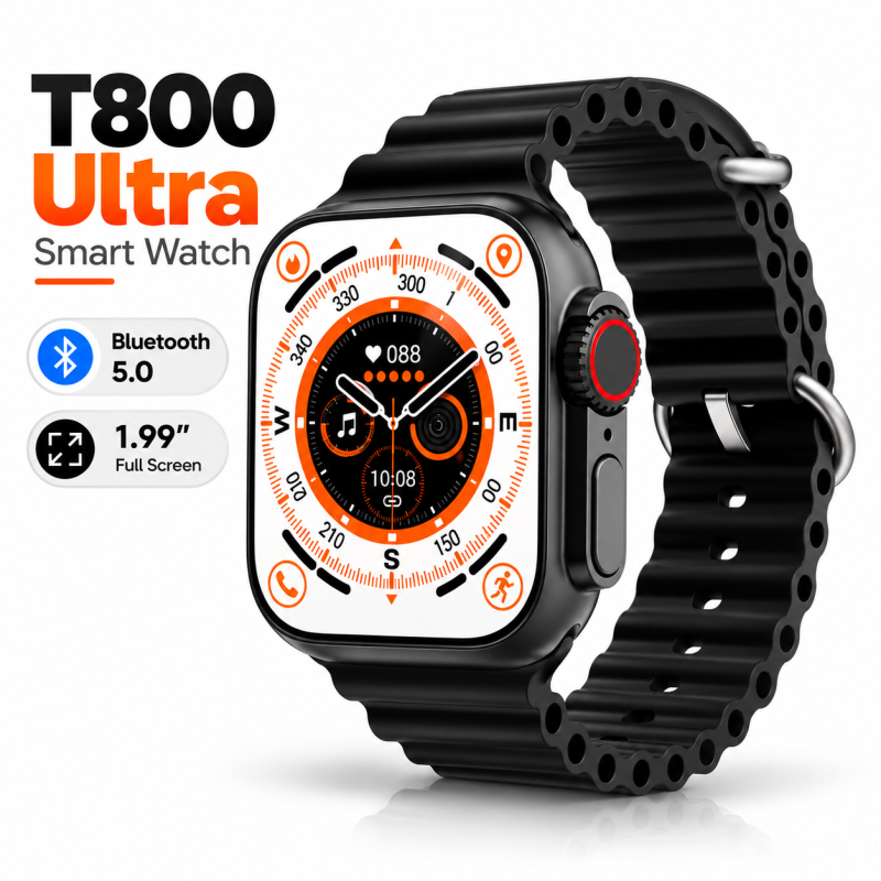 T800 Ultra 1.99" Full Screen Touch Smart Watch – Bluetooth & Fitness Tracker
