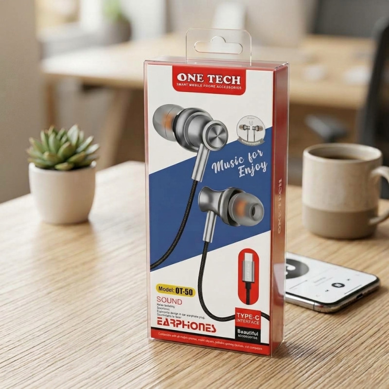 One Tech OT-50 Type-C wired in-ear earphone.