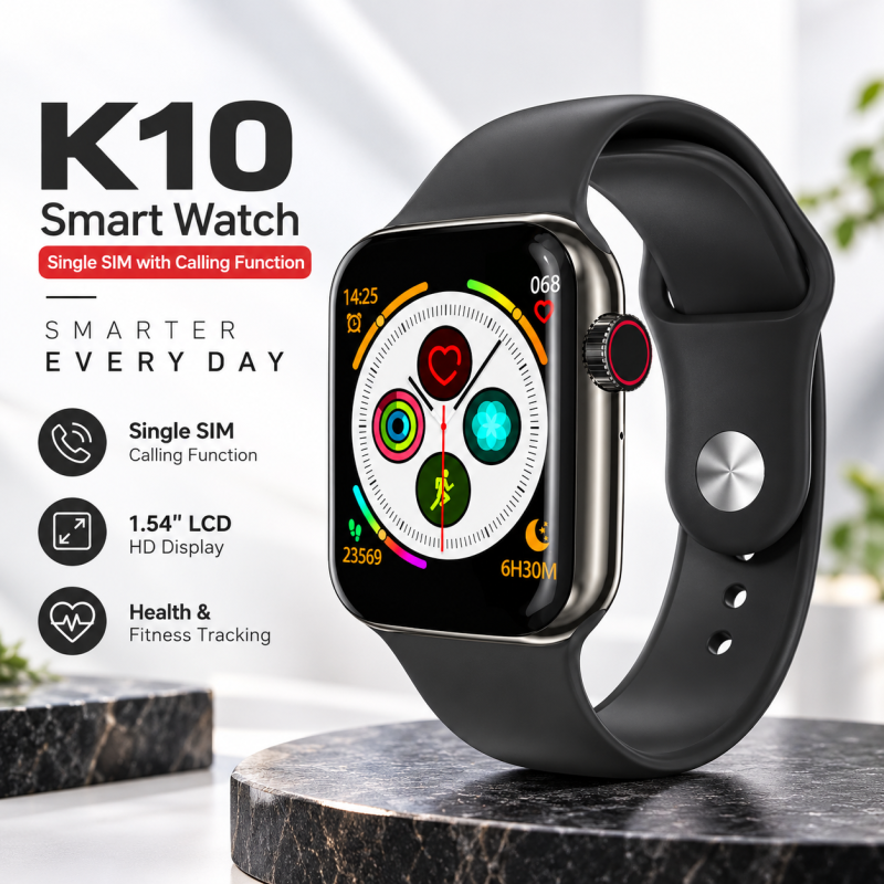 K10 Single SIM Smart Watch with Calling Function & 1.54" LCD HD Display