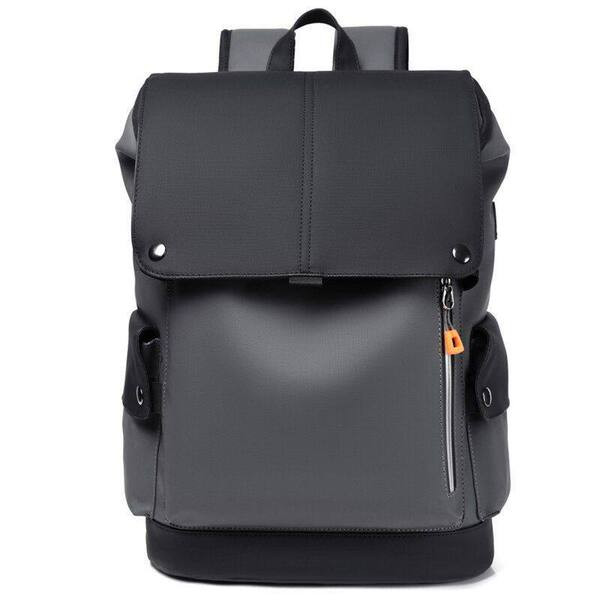 Men's Premium Waterproof PU Leather Laptop Backpack - Ash