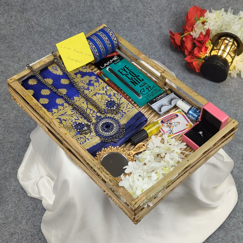 Premium Silk Katan Saree Combo Set - Blue
