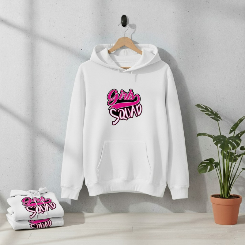 Premium Comfortable Printed Ladies Winter Hoodie ( White )