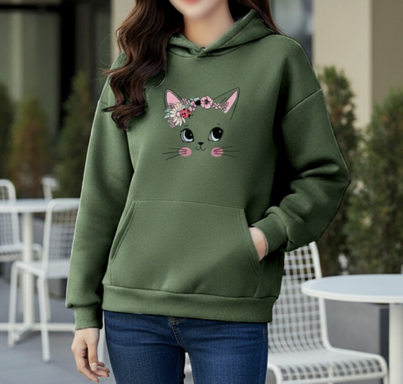 Premium Comfortable Printed Ladies Winter Hoodie