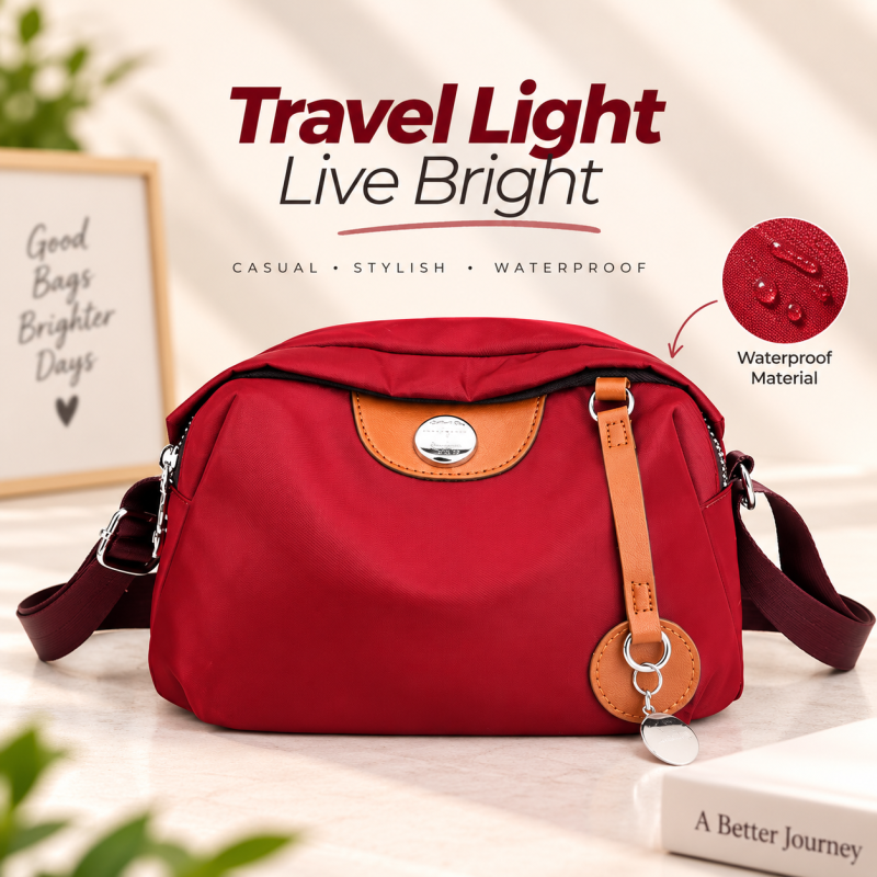 Trendy Red Nylon Casual Travel Messenger Bag – Waterproof Lightweight Multifunctional Mini Crossbody Bag with Compact Storage & Durable Design (22x11x14 cm)