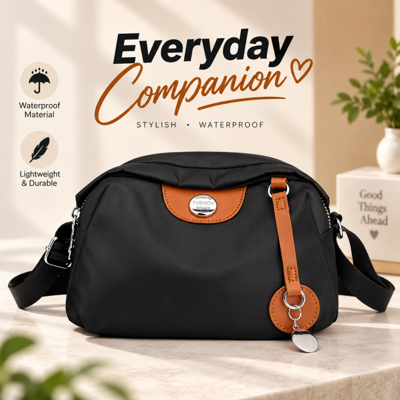 Trendy Black Nylon Casual Travel Messenger Bag – Waterproof Lightweight Multifunctional Mini Crossbody Bag with Compact Storage & Durable Design (22x11x14 cm)