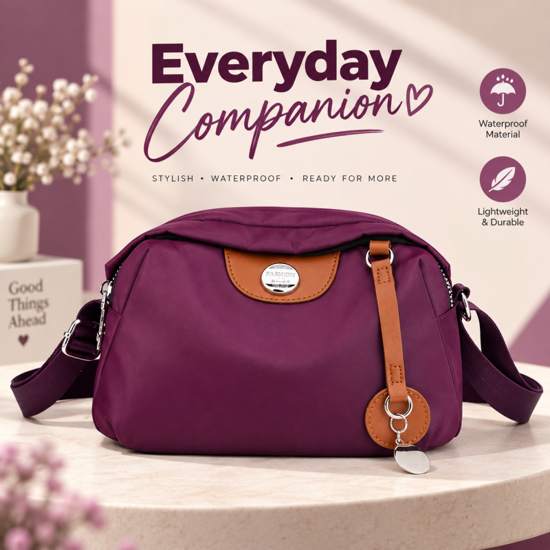 Trendy Purple Nylon Casual Travel Messenger Bag – Waterproof Lightweight Multifunctional Mini Crossbody Bag with Compact Storage & Durable Design (22x11x14 cm)