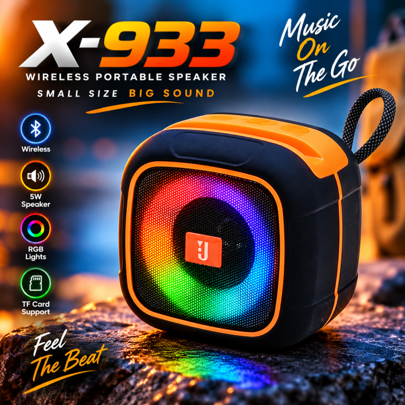 X-933 Portable Wireless Bluetooth Speaker – 1200mAh Battery, 7-8 Hours Playtime, 100Hz-20KHz Frequency Range & Fast USB Charging