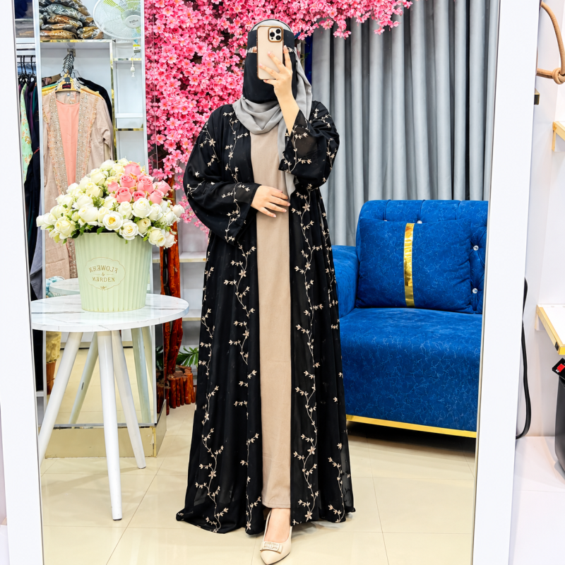 Abaya with inner vest and hijab set