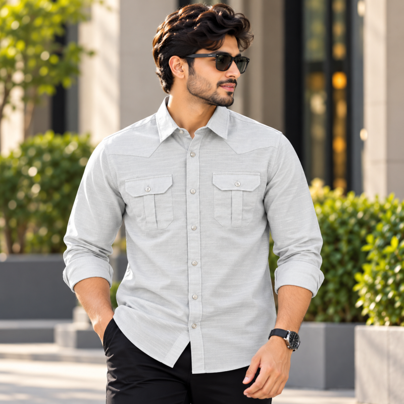 remium Lap Seam Double Pocket Shirt