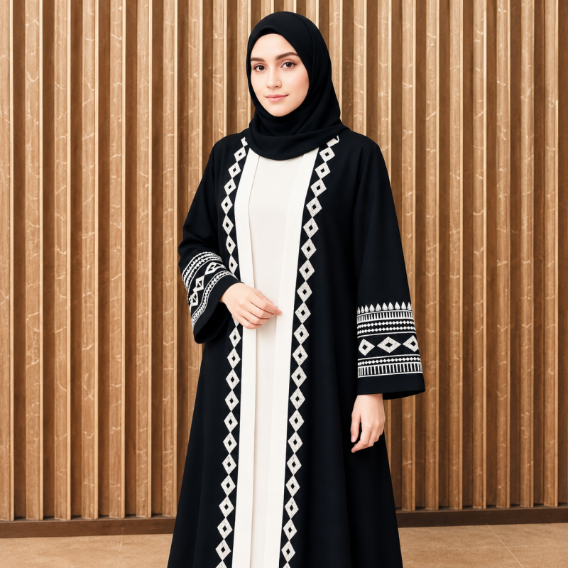 Invite Abaya 02 (Black and White)
