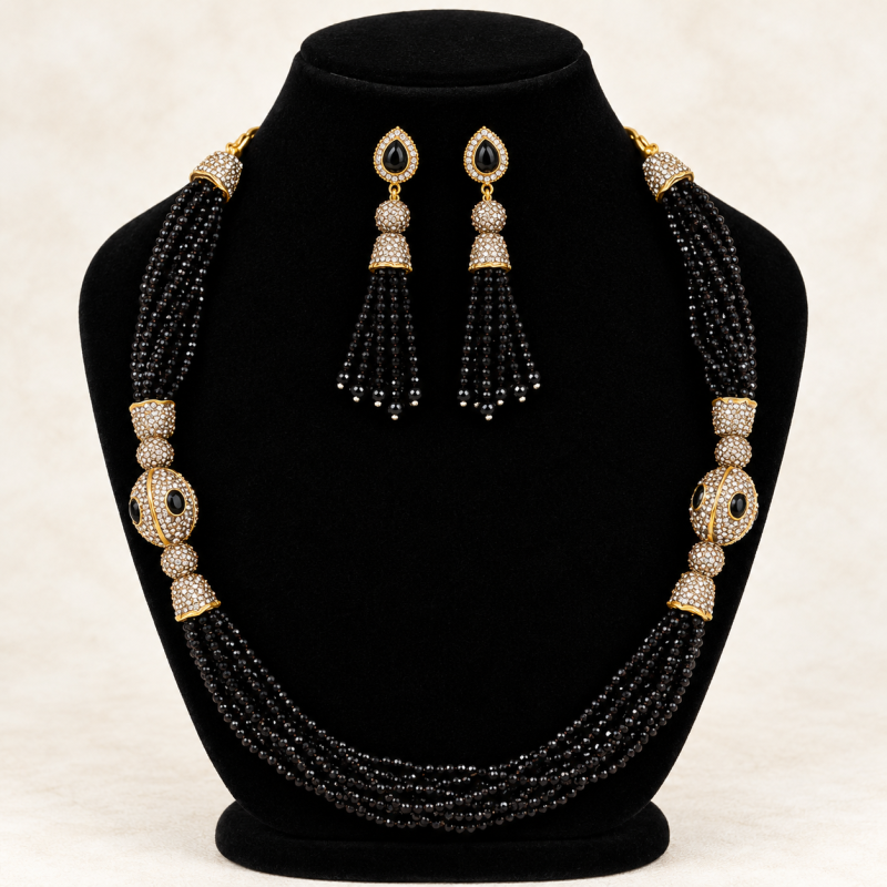 Premium Turkish Crystal and Antique Ball Necklace Set