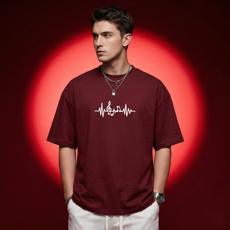 Men's Stylish Drop Shoulder- Maroon