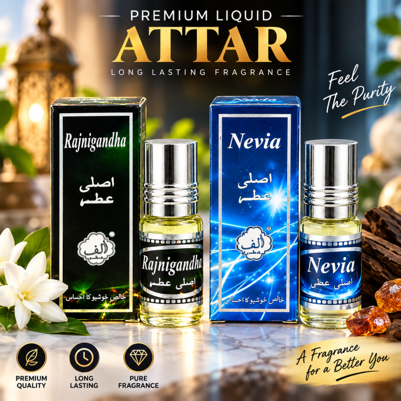 Premium Liquid Attar – Long-Lasting Alcohol-Free Refreshing & Relaxing Natural Fragrance Perfume Oil for Men & Women (Assorted Varieties)