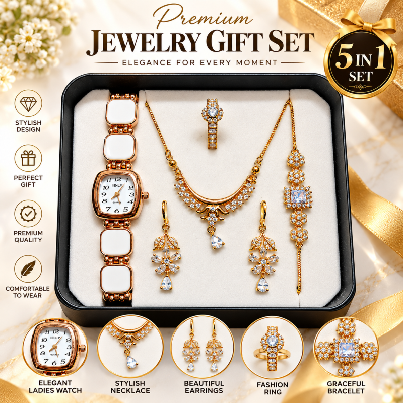 5 in 1 Ladies Watch & Jewelry Gift Set